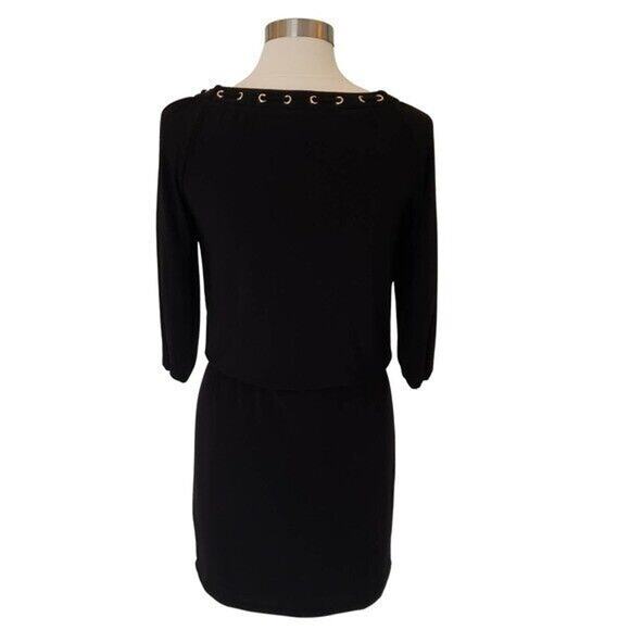 Black House White Market Gold Accent Keyhole Neck Dress Size XS 4 way stretch - Picture 5 of 8